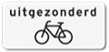 Except cyclists (sub-sign)